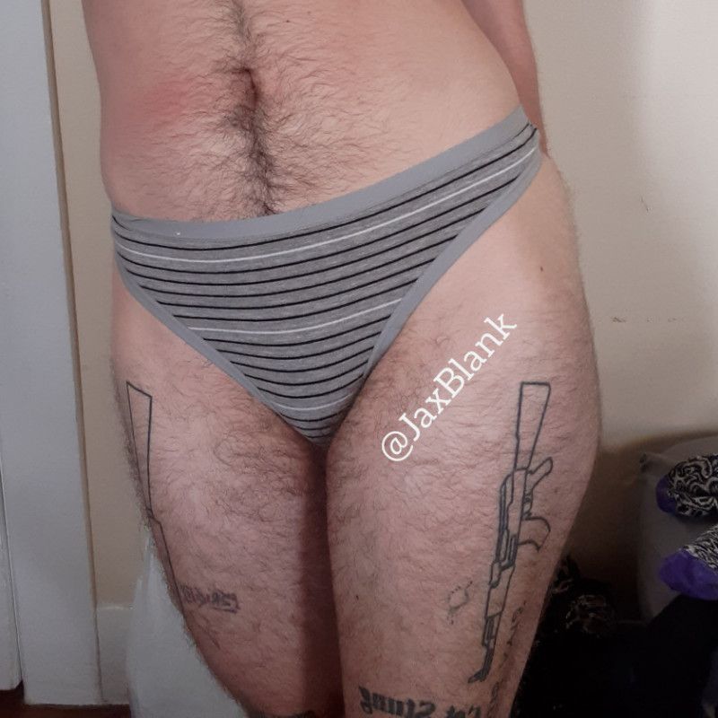 Gray Stripe Panties: Custom Worn Panties