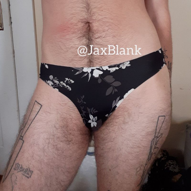 Black Floral Panties:Custom Worn Panties