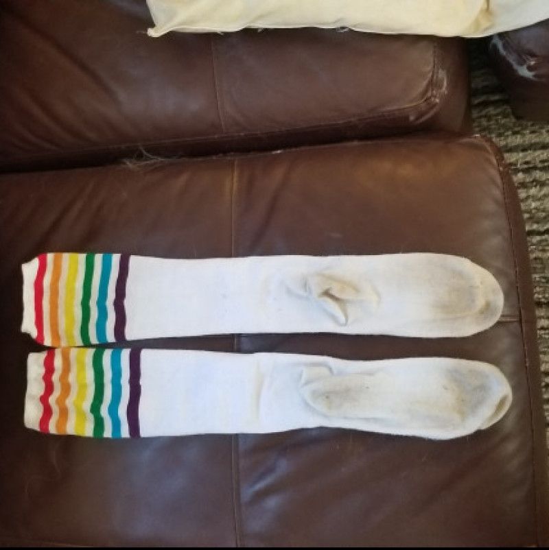 Dirty footprint rainbow socks