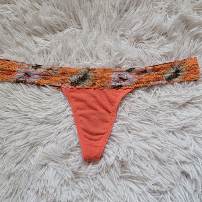 Orange Cotton and Lace Thong