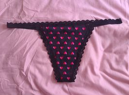 cute black hearts gstring