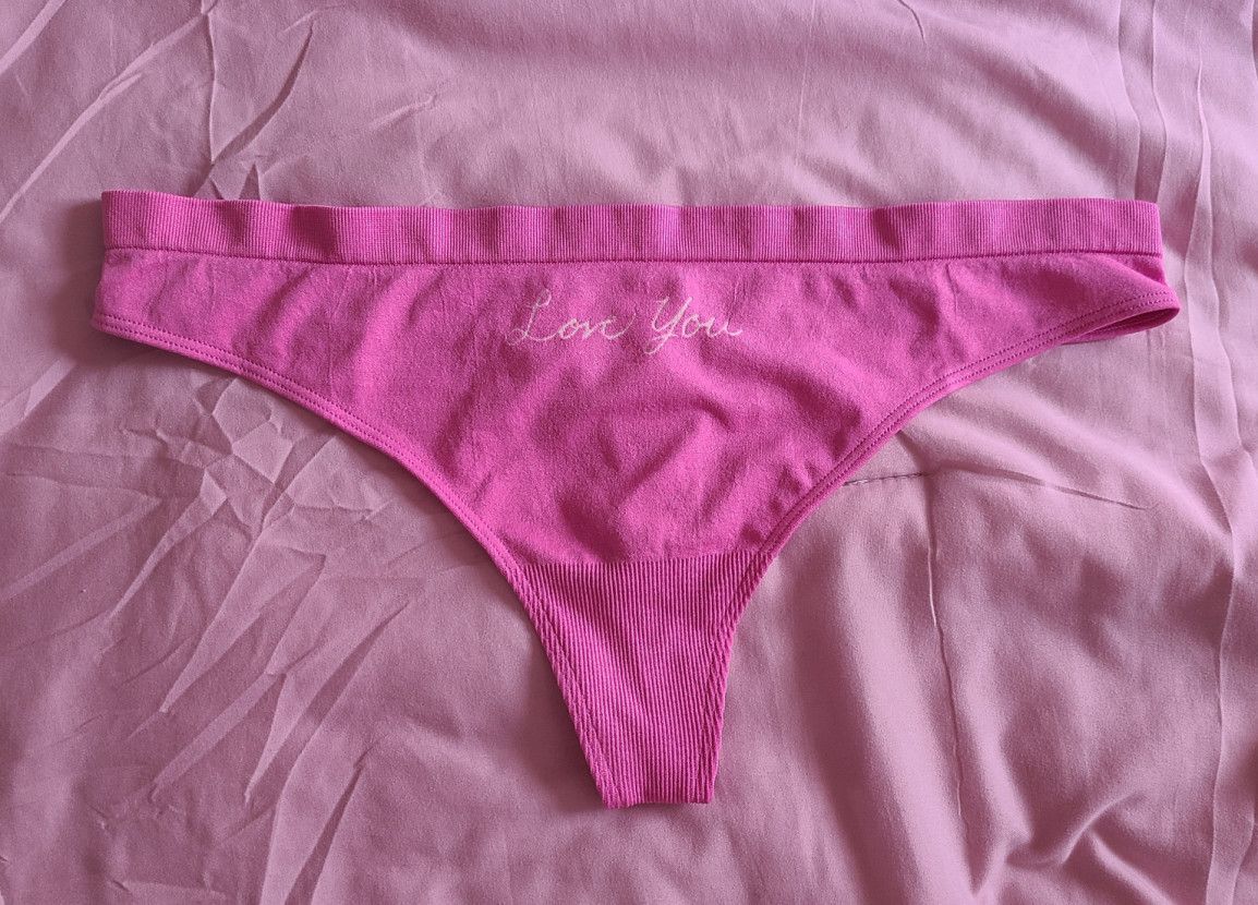 cute pink love you thong