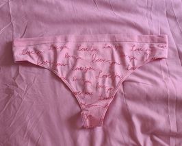 pink red script thong