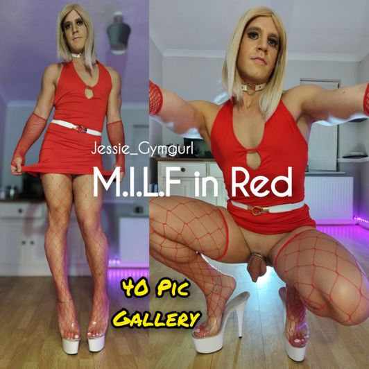 MILF in Red Photo Set
