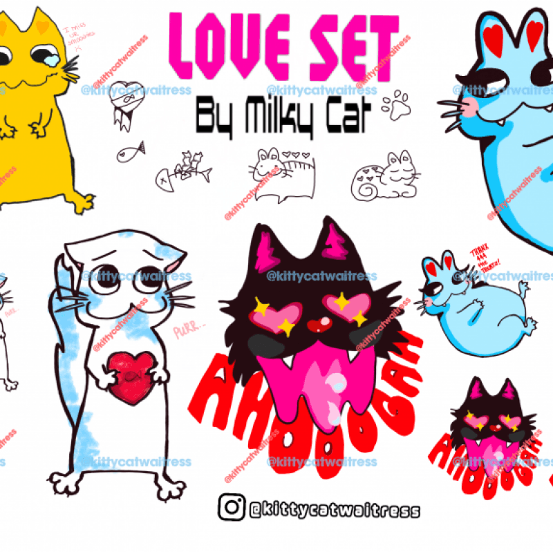 My LOVE SET kitty stickers!