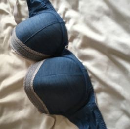 Worn Blue Denim Bra