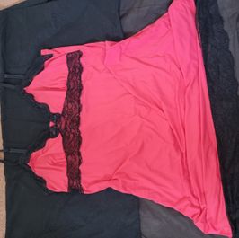 Pink Red and Black lace  night dress