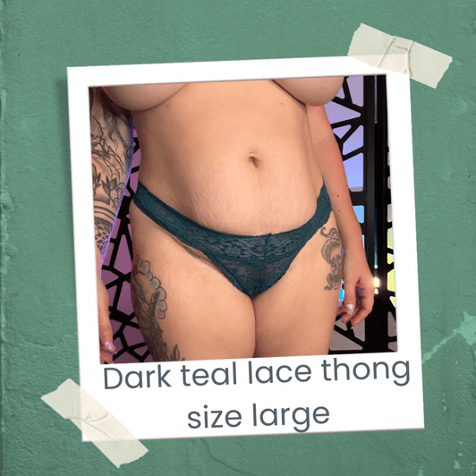 Dark teal lace thong