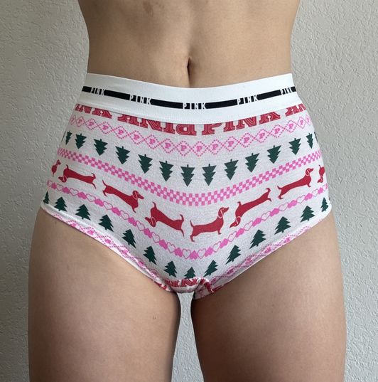 White Faire Isle Print Logo Band Boyshort