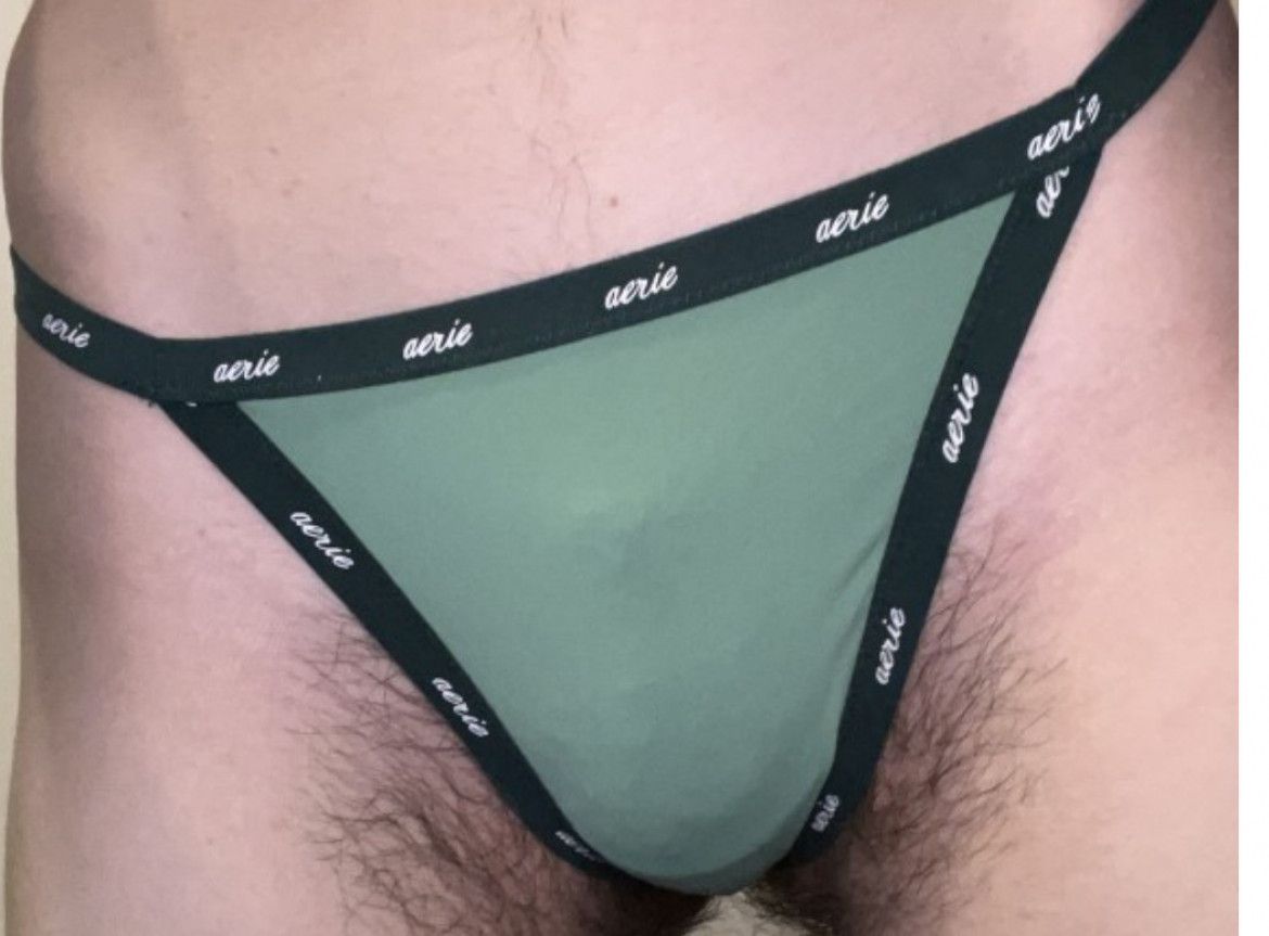 Green string thong by AERIE