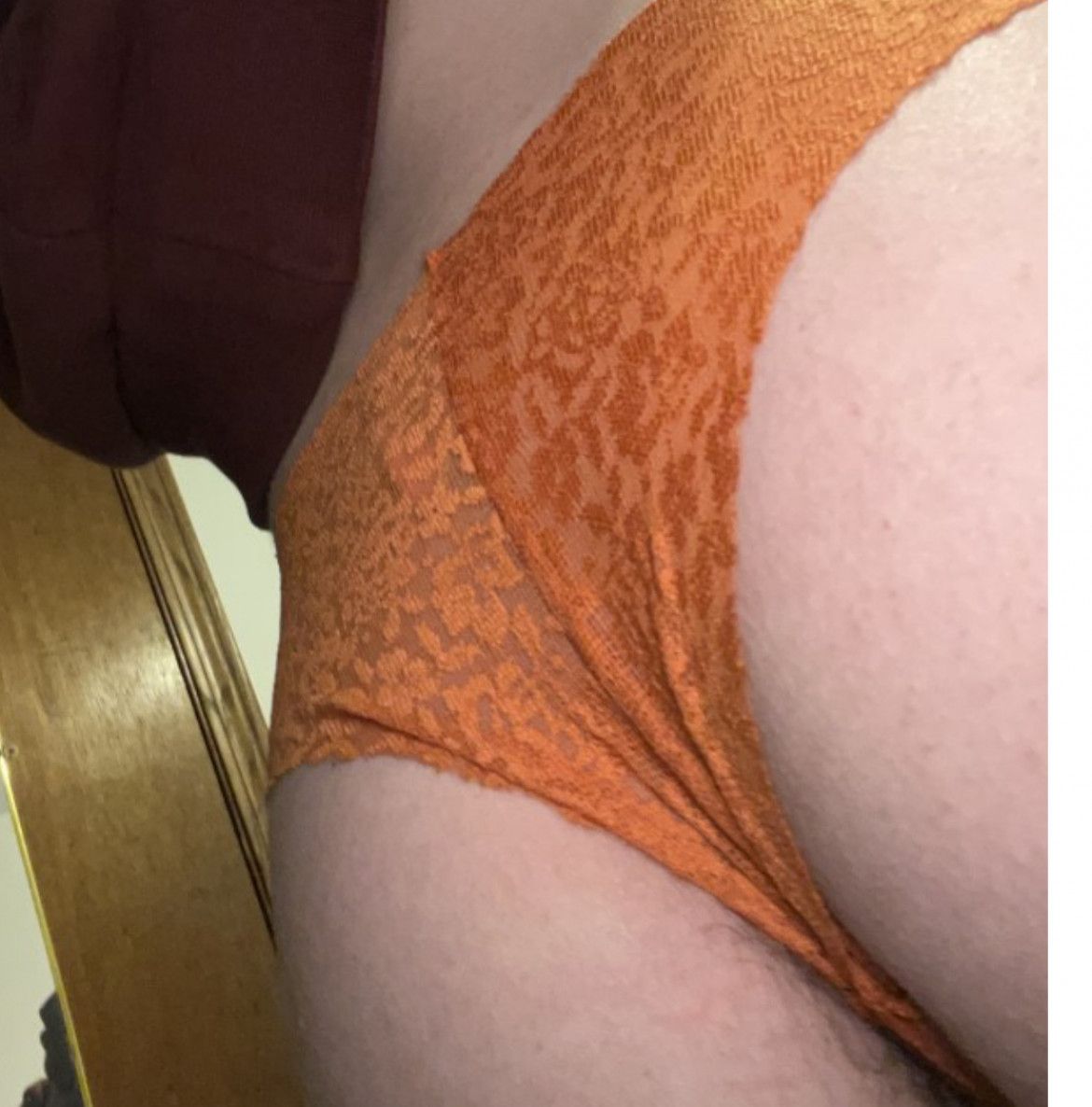 Orange lace cheeky thong by pink