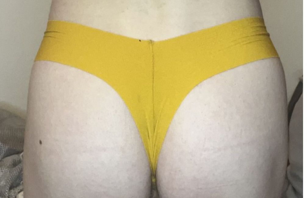 Yellow thong by pink