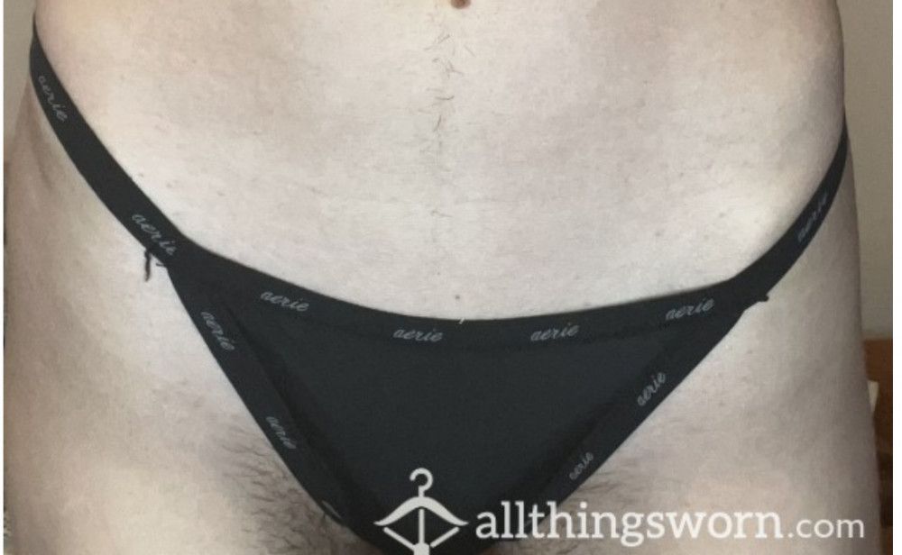 Black string thong by AERIE