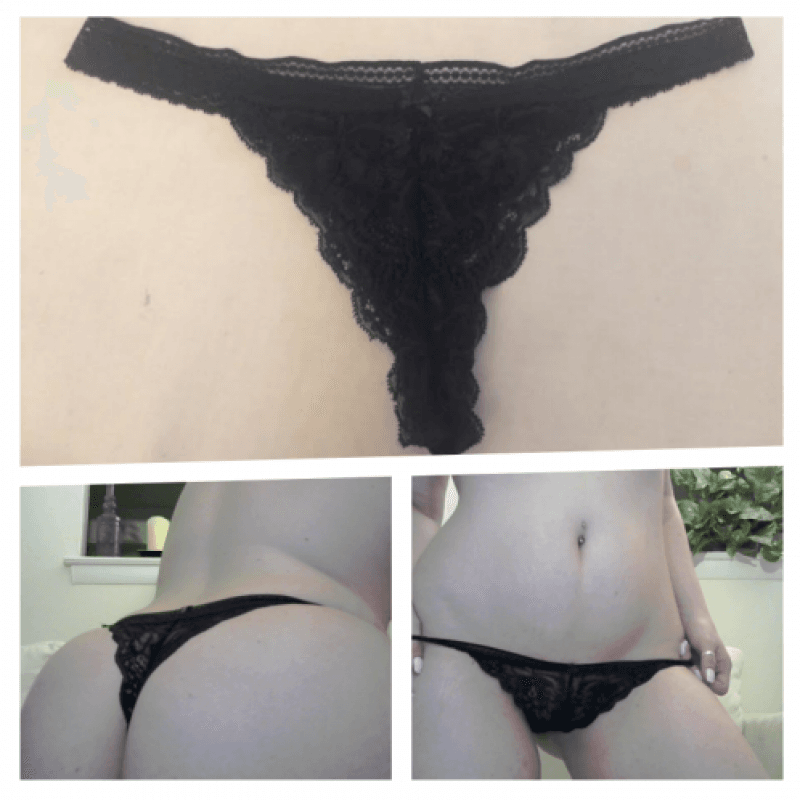 FREE SHIPPING Black Lace Thong