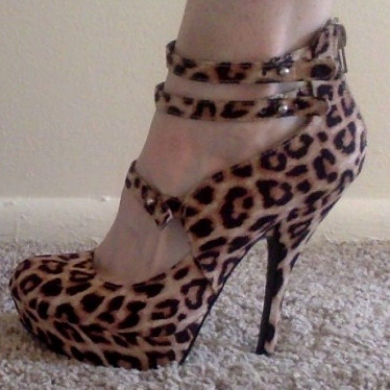 FREE SHIPPING Strappy Leopard Pumps