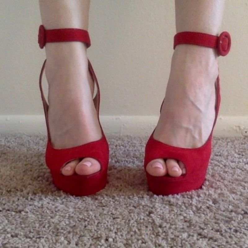 FREE SHIPPING Red Strappy Open Toe Pumps