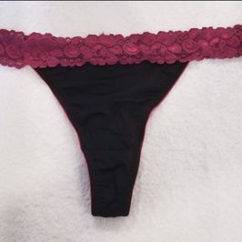 Purple Lace and Slinky Black Thong