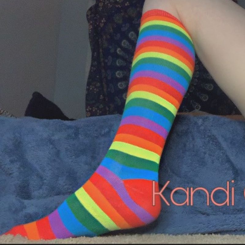 Rainbow socks used by teen girl