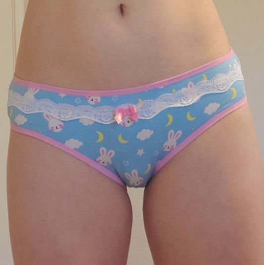 Blue Bunny Panties with Lace Detail