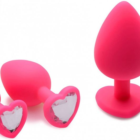 Medium Pink Heart Jewel Anal Butt Plug