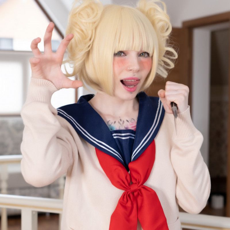 Naughty Himiko Toga plays with a dildo