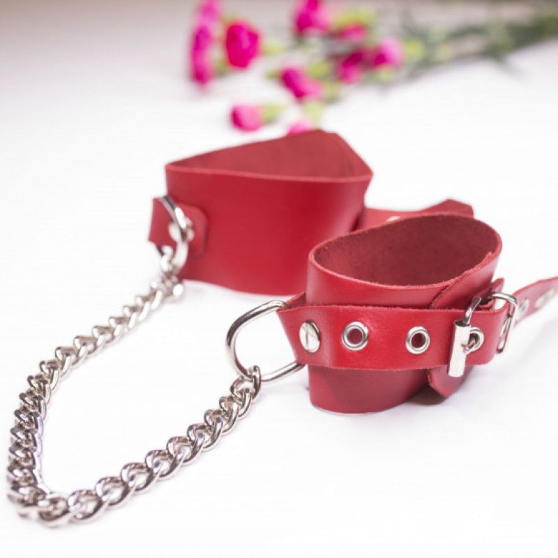 Red leather handcuffs