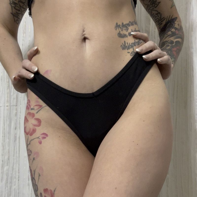 Black Cotton Thong