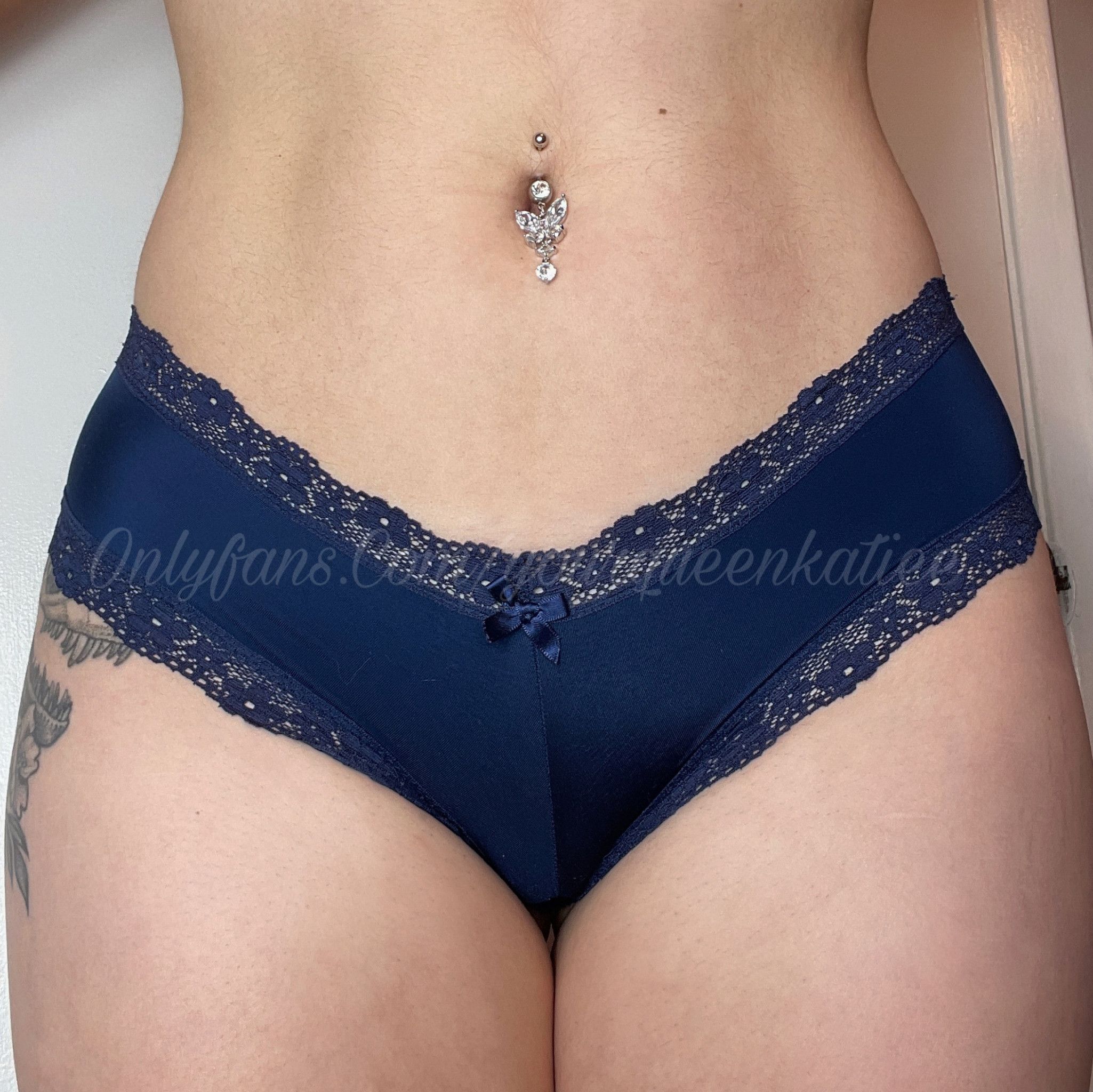 Blue Satin and Lace Cheeky Panties