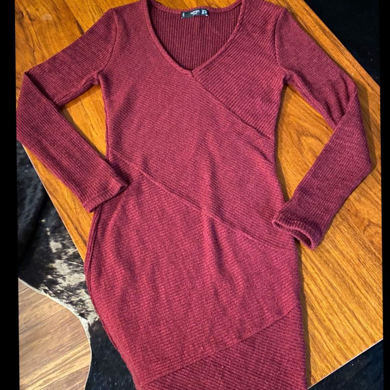 Mango Dress burgundy color