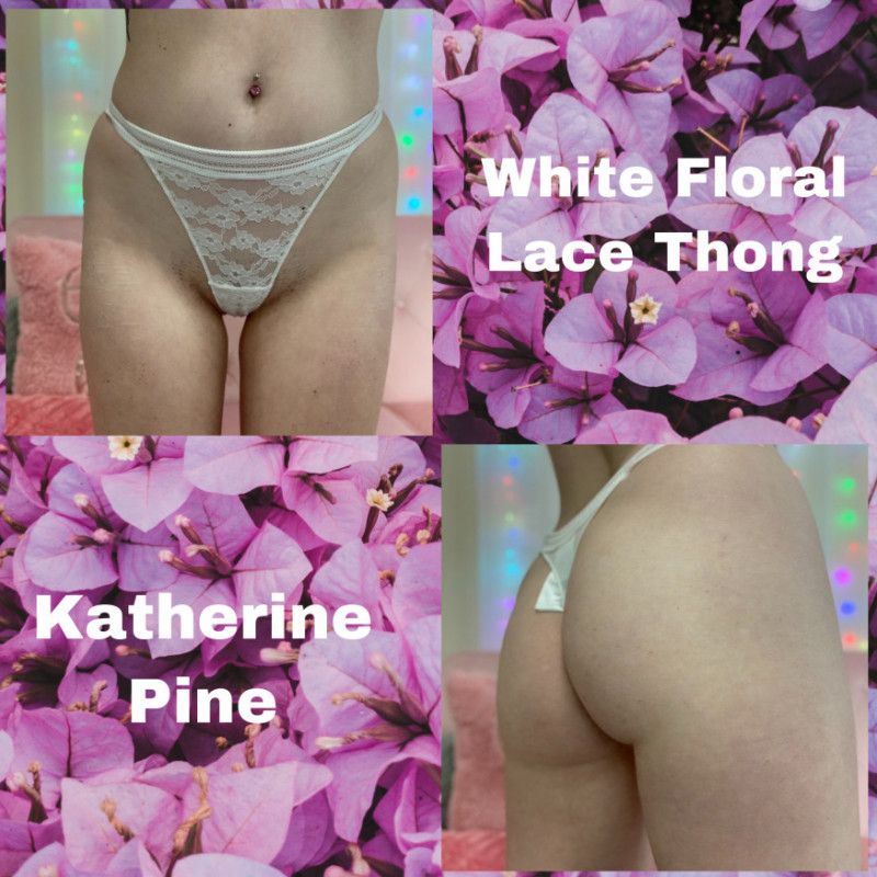 SOLD White Floral Lacey Thong Panties