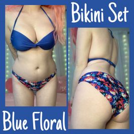 SOLD Blue Floral Worn Used Bikini Set