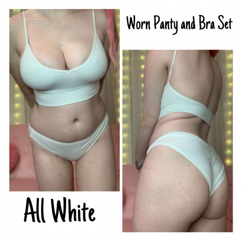 SOLD White Worn Dirty Used Bra Pantie