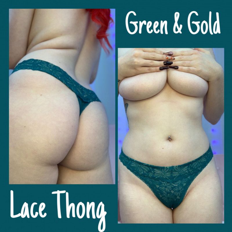 SOLD Green and Gold Lace Worn Panties