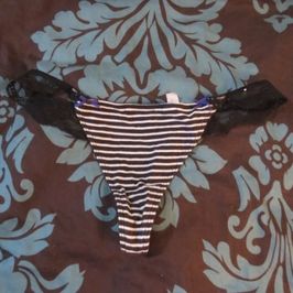 Black and white striped thong with video