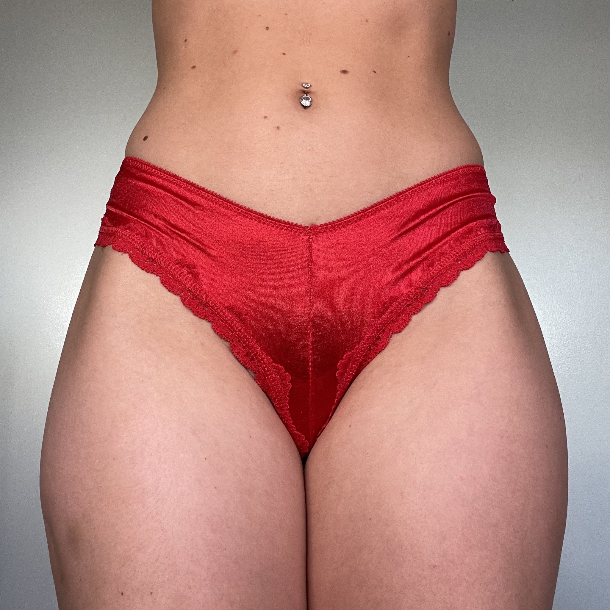 Red Satin Hipster Thong