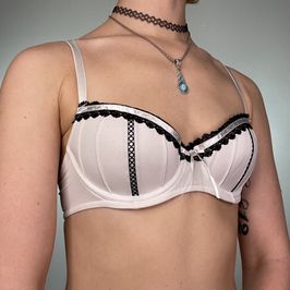 White with Black Trim Underwire Bra