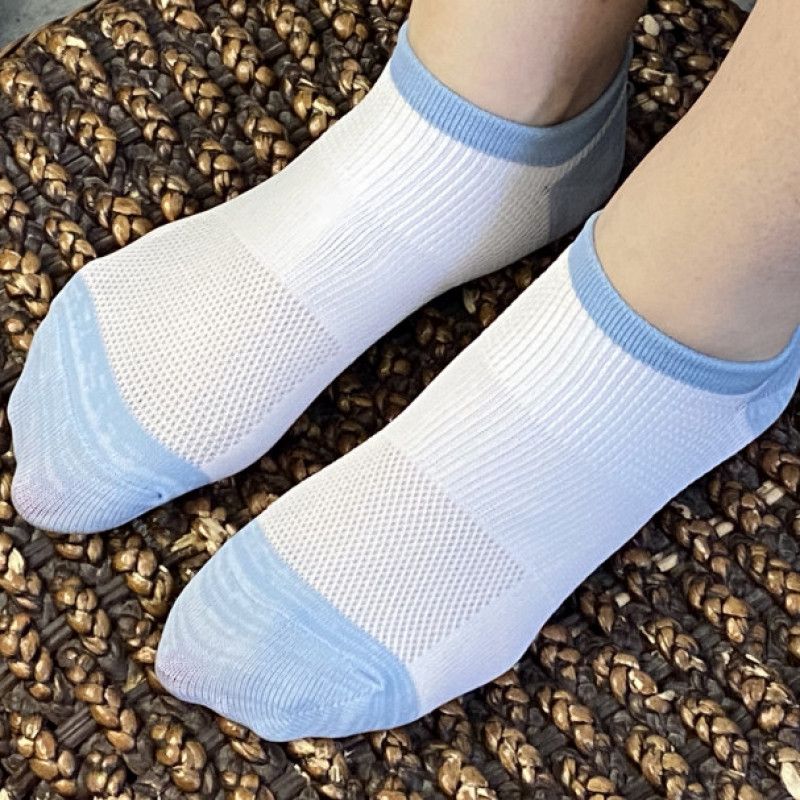 Blue and white socks