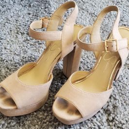 Well Worn Nude Suede Heels