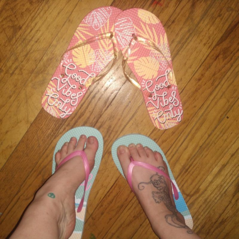 Worn Used Flip Flops Package