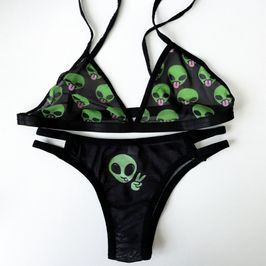 Alien Mesh Bra and Panty Set