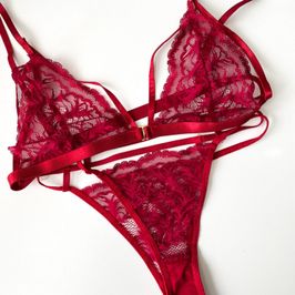 Siren Red Lace Lingerie Set