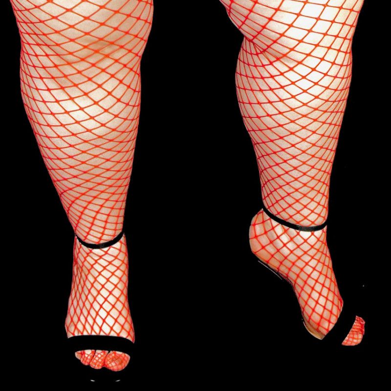 BBW Plus Size Red Fishnet Stockings