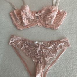 Pink Lace Bra and Panty Set