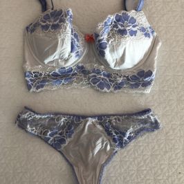 White and Purple Lace Bra and Panty Set