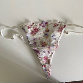 White flowered thong