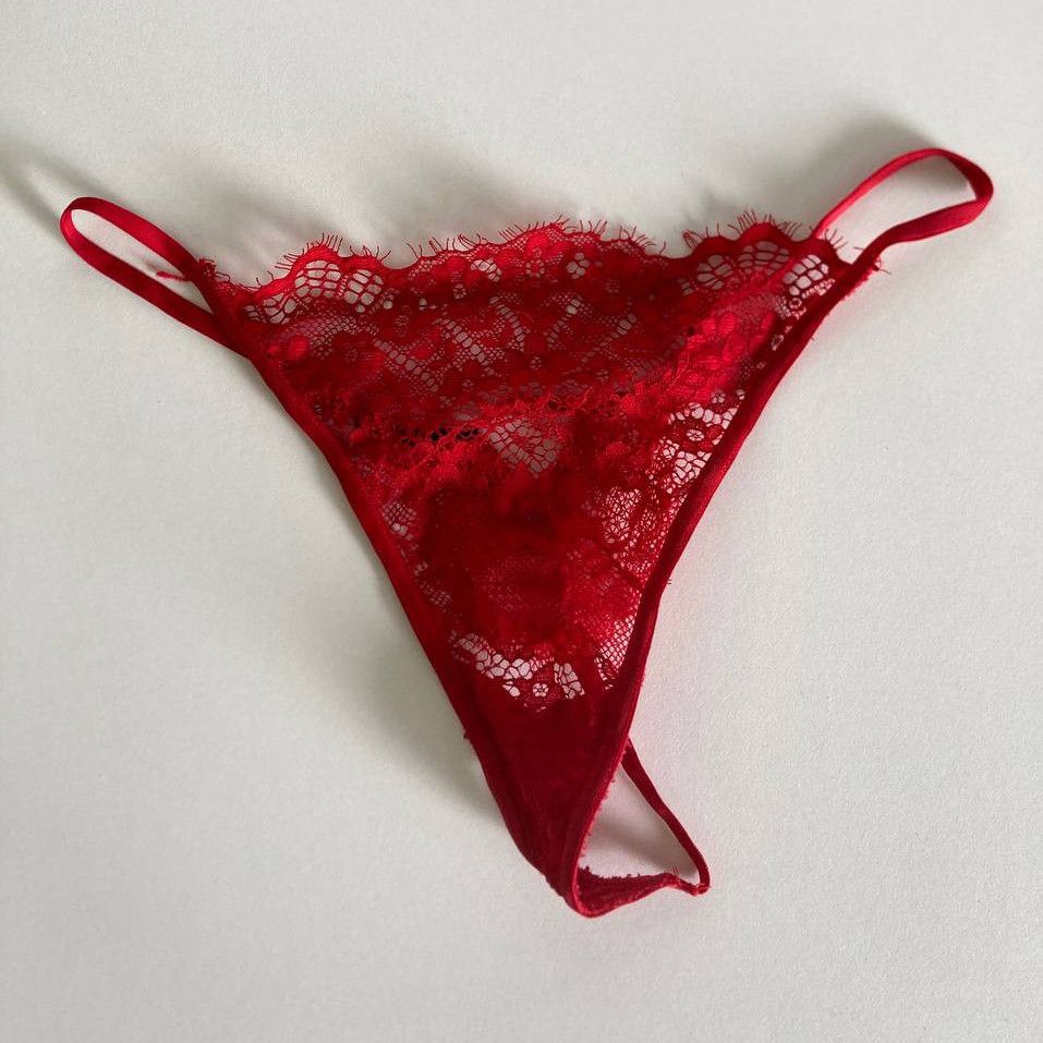 Red lace thong