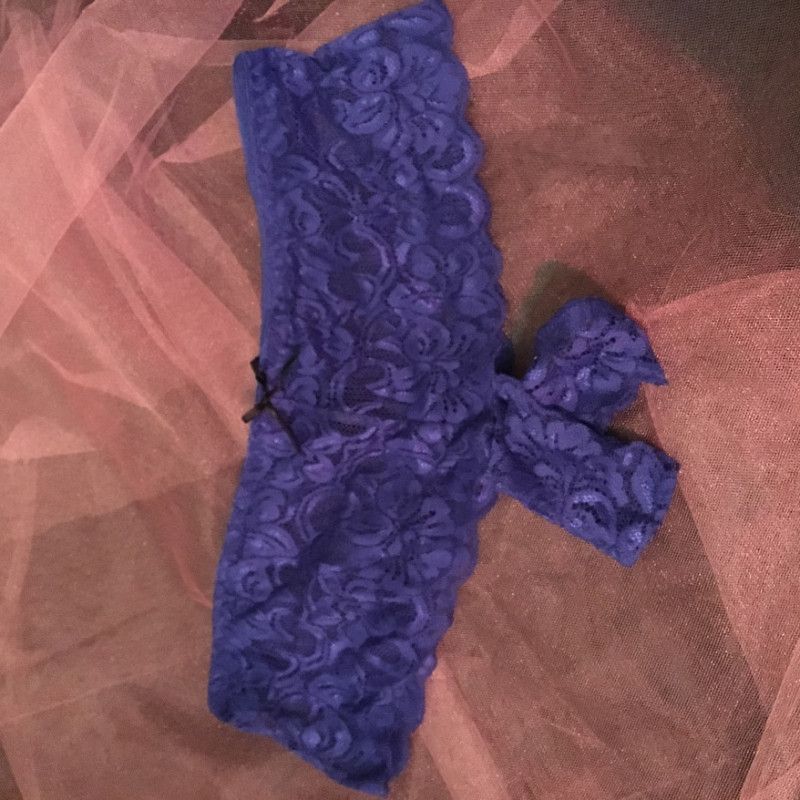 Blue Lace Open Crotch Panties