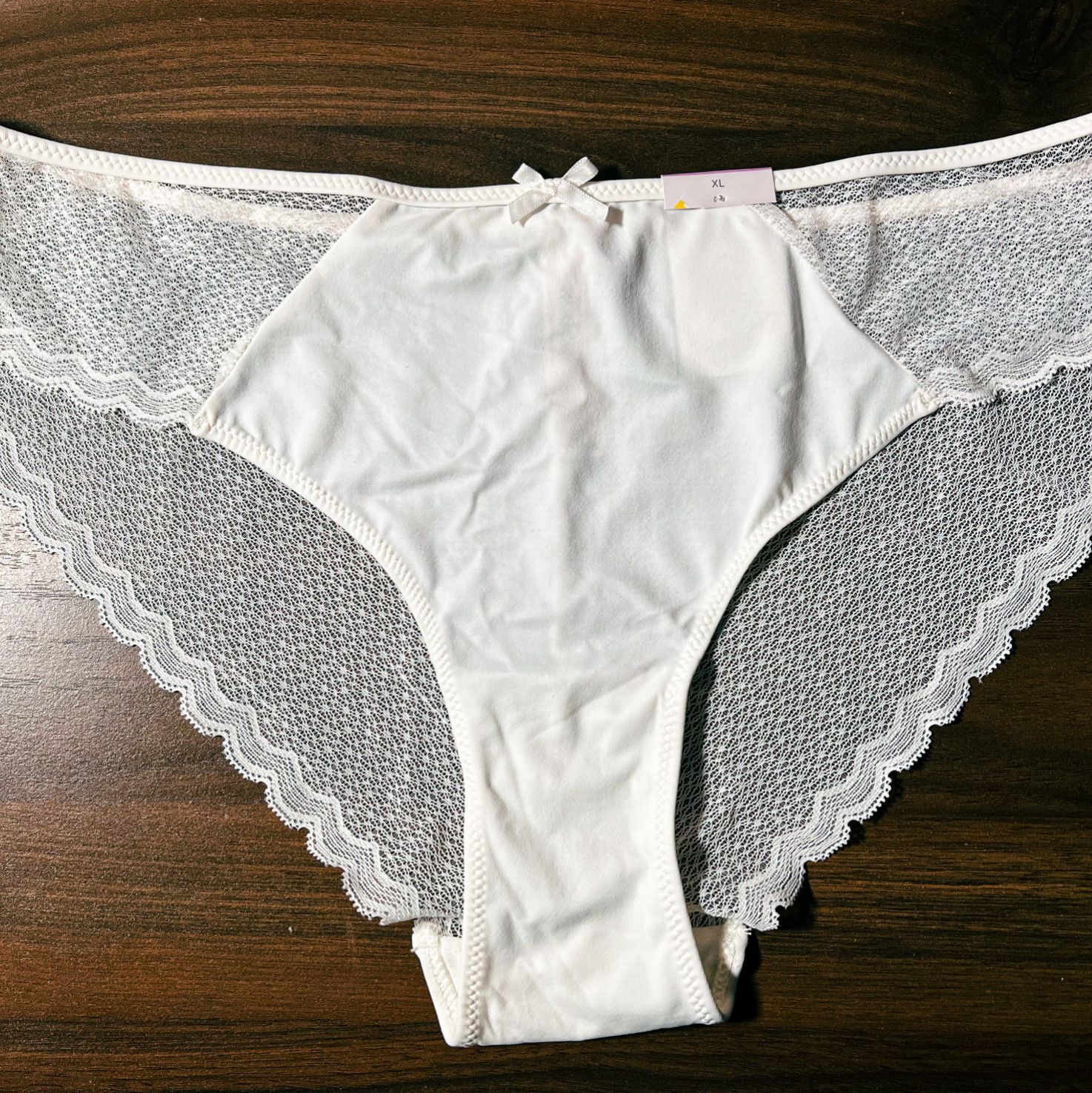 White Silk and Lace Bikini Panties