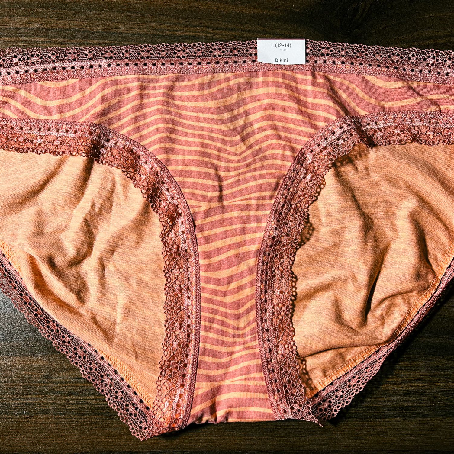 Apricot Stripes Cotton Bikini Panties