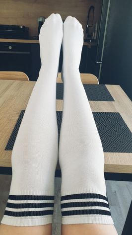 White thigh high socks